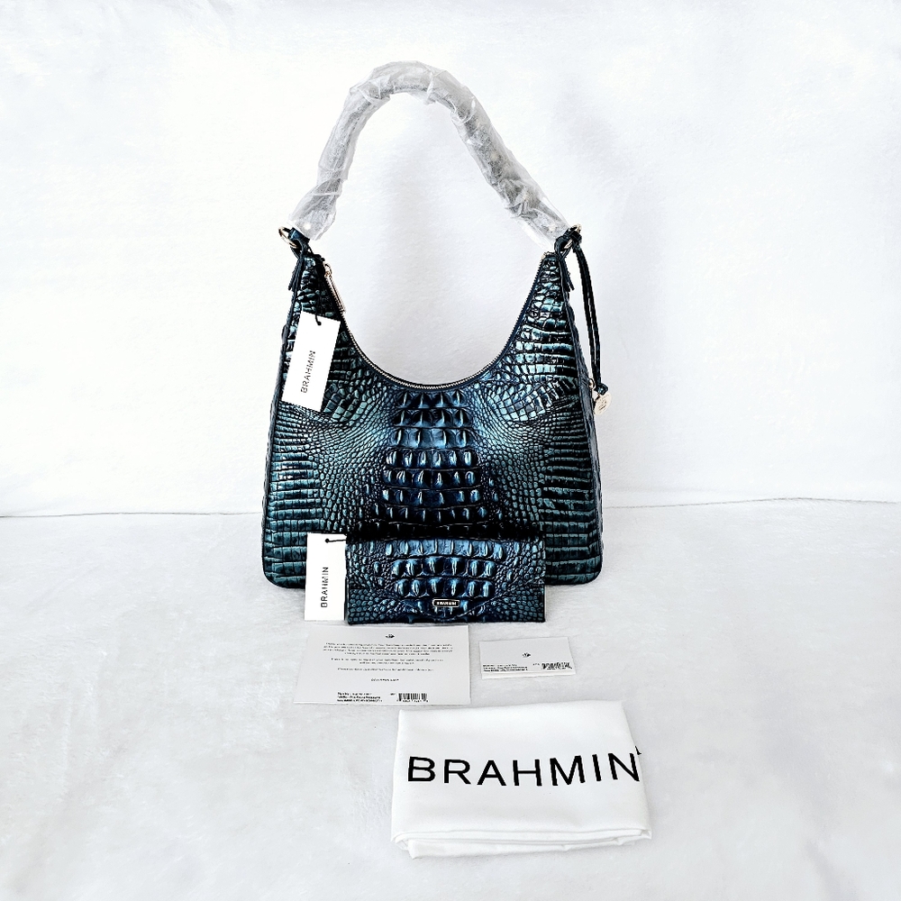 NWT Brahmin BLUE PATINA Tabitha w/Veronica Wallet
